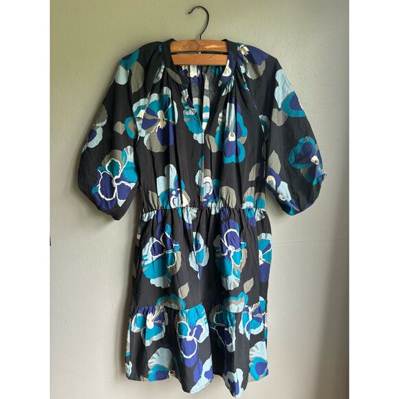 Ophelia Roe Womens Mini Dress Puff Sleeve Elastic Waist Floral Multicolor Size M - Picture 1 of 6